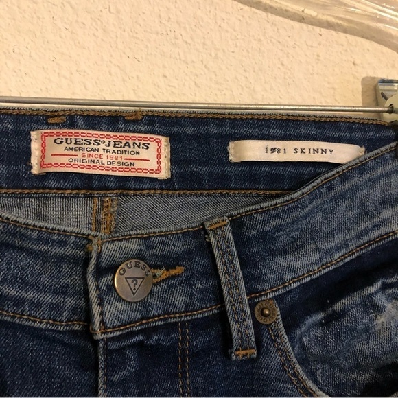 Guess Vintage 1981 Skinny Blue High Waist Jeans Women Size 27 - Picture 5 of 11